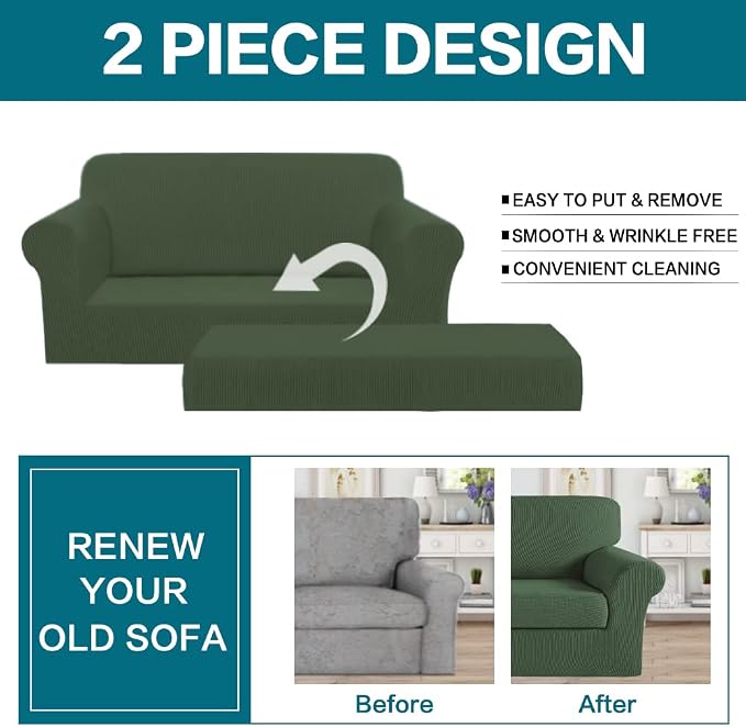 Turquoize Stretch Sofa Slipcover 2 Pieces Sofa Cover Couch Cover - Image 4