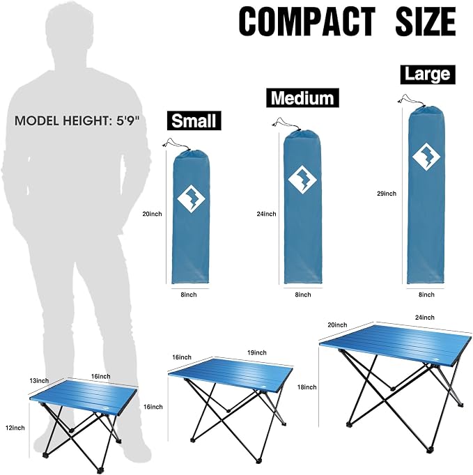 VILLEY Portable Camping Side Table, Ultralight Aluminum Folding Beach Table - Image 3