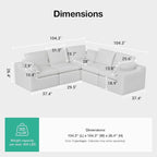 Novilla 104.3" Modular Cloud Couch, Modern Sectional Sofa - Image 2