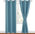 Blackout Curtains for Bedroom, 42 x 84 Inches, Stone Blue, 2 Panels | Thermal by Hiasan