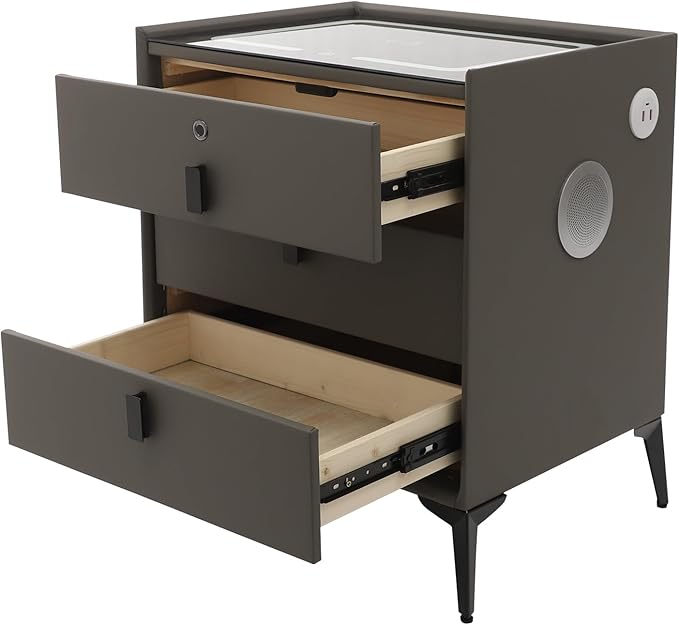 Smart Nightstand with Charging Station, Adjustable LED, USB Ports, Fingerprint - Image 6
