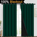 Yakamok Dark Green 100% Blackout Curtains 84 Inches Long 70" Wide 2 Panels | - Image 2
