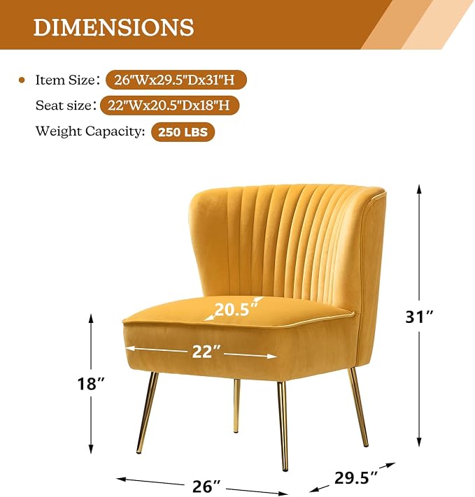 HULALA HOME Velvet Accent Chair, Modern Upholstered Cute Side Chair - Image 2