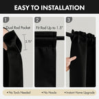 MIULEE Black Blackout Curtains 4 Panels Set 72 Inch Length Bedroom | Thermal - Image 7