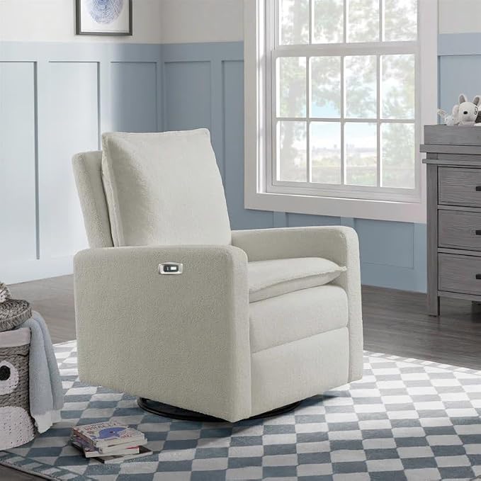 Oxford Baby Uptown Power Recliner/Glider, Boucle White - Image 2