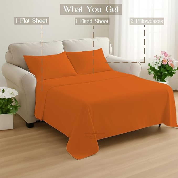 Sleeper Sofa Bed Sheet, 100% Cotton 400 Thread Count, 4 Piece Set, Deep Pocket - Image 8