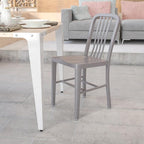Flash Furniture Commercial Grade Silver Metal Indoor-Outdoor Chair - Image 2