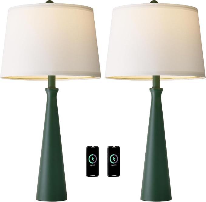 Oneach 25.75" Green Table Lamp Set of 2, Bedside Lamps - Image 8