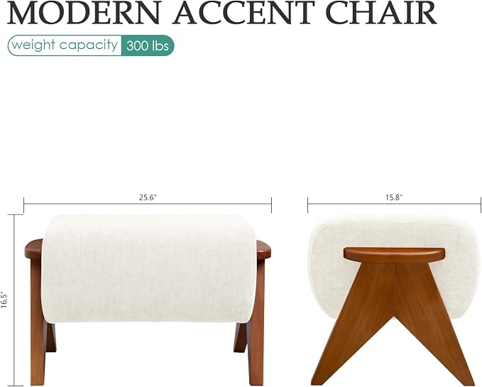 Linen Padded footstools Mid Century Modern Ottoman - Image 2