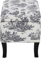 Linon Stephanie Black and White Toile Fully Upholstered Bench - Image 11
