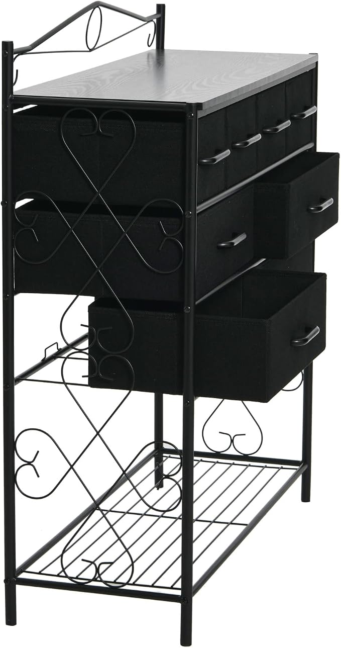 Household Essentials Black Oak & Iron Apothecary 8-Drawer Sideboard - Image 5