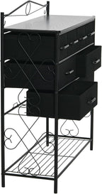 Household Essentials Black Oak & Iron Apothecary 8-Drawer Sideboard - Image 5
