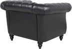 LEVNARY Leather Upholstered Armchair, Mid-Century Modern Single Sofa Chair - Image 8