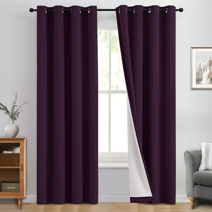 Yakamok Dark Purple 100% Blackout Curtains 84 Inches Long 50" Wide 2 Panels | by Yakamok