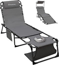 KingCamp Lounge Chair with face Hole & Canopy Shade, 400LBS Folding Portable by KingCamp