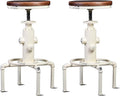 Topower Aged Antique Vintage Industrial Barstool Solid Wood Water Pipe Fire by Topower