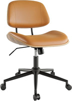 Armless Office Chair with Wheels, PU Leather Adjustable Height Desk Chair - Image 8