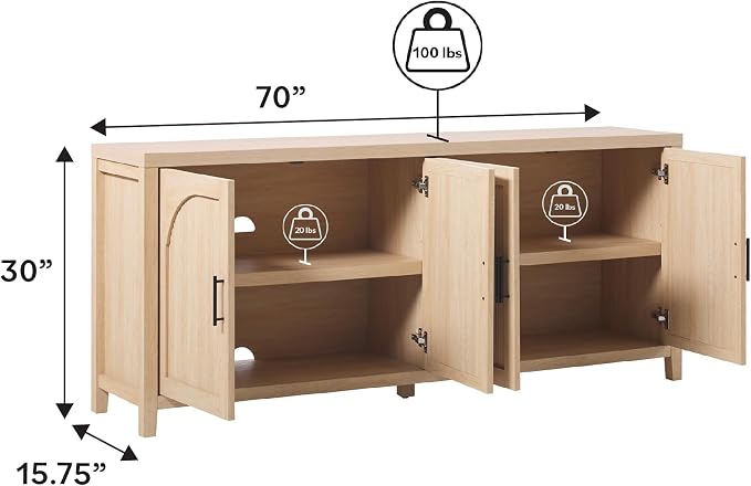 Walker Edison Sasha 4-Door Reeded Sideboard Buffet - Image 2