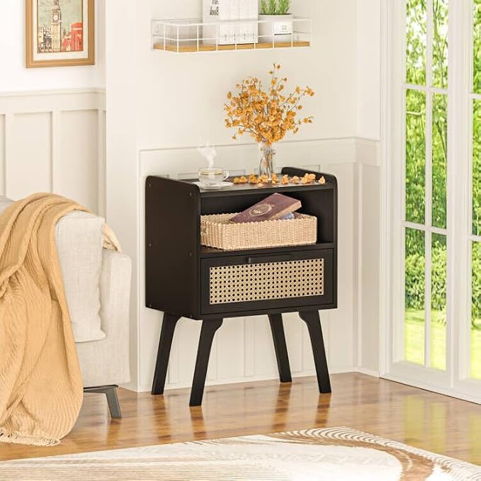 Lerliuo Rattan Nightstands Set of 2, Bedside Table - Image 6
