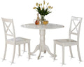 East West Furniture DLBO3-WHI-W 3 Piece Dining Room Table Set Contains a Round by EastWestFurniture