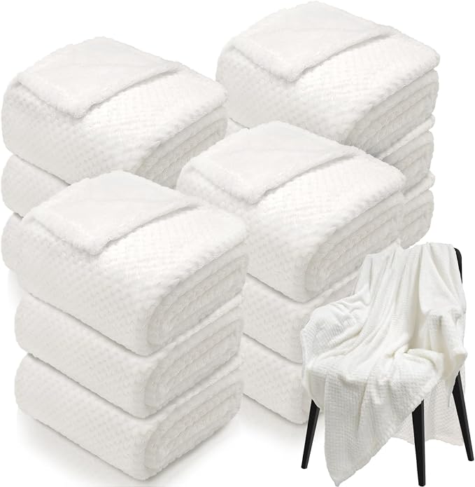 12 Pack Fleece Throw Blankets 50x60 Inches by Tewloss