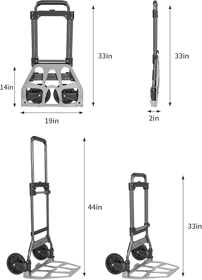 Leeyoung Folding Hand Truck and Dolly, 264 Lb Capacity Heavy-Duty Luggage - Image 3