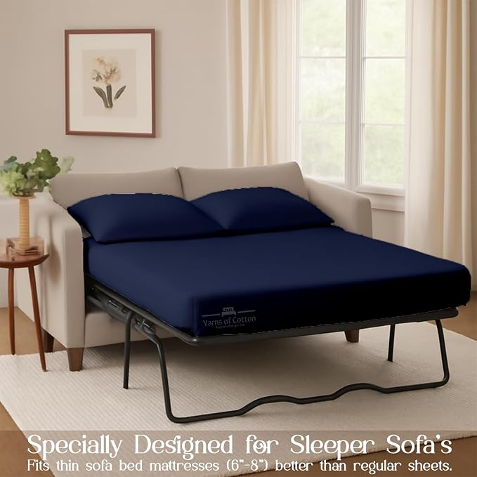 Sleeper Sofa Bed Sheet, 100% Cotton 400 Thread Count, 4 Piece Set, Deep Pocket - Image 3