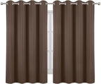 Blackout Curtains 66 x 54 Inch Long Chocolate Curtains Set of 2 Panels Room - Image 2