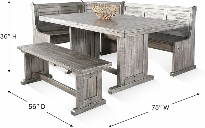 Pemberly Row 4-Pieces Dining Set Wood, Rectangular in Alpine Gray - Image 5