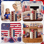 Lineshading 4 Pcs 4th of July Decoration Wooden Book Patriotic Table Sign - Image 5