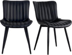 YOUNUOKE Black Dining Chairs Set of 2, Faux Leather Upholstered Kitchen & - Image 3