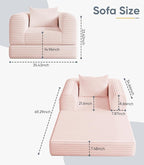 SYFERLORY Versatile 2 in1 Pink Armchair Accent Chair Couch Convertible Boneless - Image 2