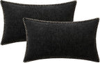 MIULEE Decorative Lumbar Throw Pillow Covers 12x20 Inch Black 2 Pack | - Image 6
