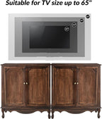 Solid Wood Sideboard with Adjustable Feet, 2 Shelves Storage Accent Cabinet - Image 8