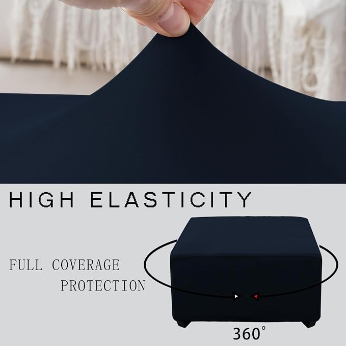 Super Stretch 40x40x15 inch Square Ottoman Cover- Soft Form Fit Ottoman Cover - Image 5
