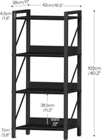 HOOBRO Bookshelf, 4-Tier Industrial Bookcase, Book Shelf Storage Organizer - Image 3