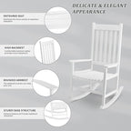 Outvita Outdoor Rocking Chair, Solid Wood High Back Rocker, All Weather Lounge - Image 6
