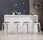 HAOBO Home Modern Industrial Metal Barstool Counter Height Stools Stackable - Image 9