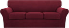 Turquoize 4 Piece Sofa Covers for 3 Cushion Couch Sofa Slipcover Soft Couch by Turquoize