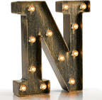 Pooqla Vintage Light Up Marquee Letters with Lights – Illuminated Industrial Style Lighted Alphabet Letter Signs - Coffee Bar Apartment Bedroom Wall Home Initials Decor A-Z by Pooqla