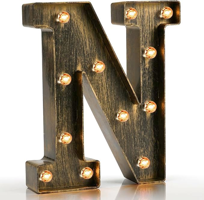 Pooqla Vintage Light Up Marquee Letters with Lights – Illuminated Industrial Style Lighted Alphabet Letter Signs - Coffee Bar Apartment Bedroom Wall Home Initials Decor A-Z by Pooqla