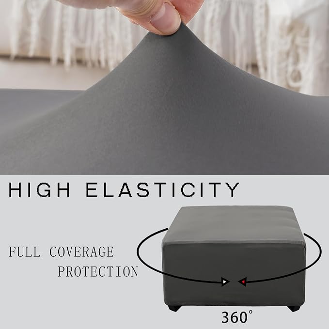 Super Stretch 40x40x15 inch Square Ottoman Cover- Soft Form Fit Ottoman Cover - Image 5