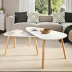 Scandinavian Style Coffee Table Set, Minimalist Pine and MDF Side Tables - Image 3