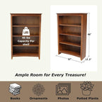 Solid Wood Bookcase 48" High, Adjustable Shelves, Parawood Construction - Image 3