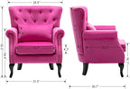 Mid Century Accent Chair Modern Button Tufted Armchair Wingback Club Chair - Image 3