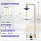 Industrial Touch Table Lamps for Bedrooms Set of 2 - Image 6