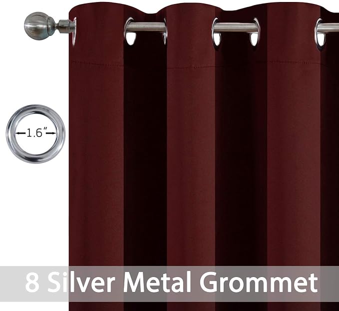 Yakamok Room Darkening Curtains 52x84 inch Length Burgundy Red-Living Room | 2 - Image 4