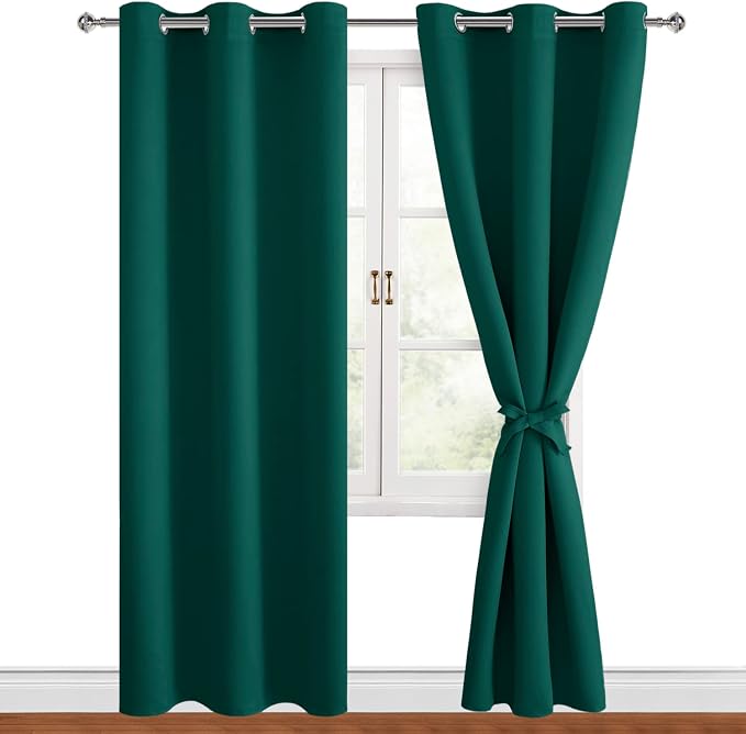 Blackout Curtains for Bedroom, Hunter Green, 42 x 84 Inch, 2 Panels | Thermal - Image 8