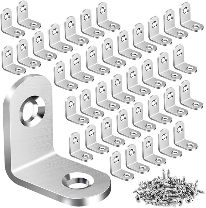 40PCS L Bracket Corner Brace, Stainless Steel L Brackets by Vicuna+R