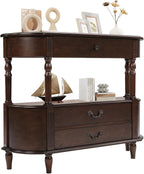 Solid Wood Retro Curved Console Table - Image 3